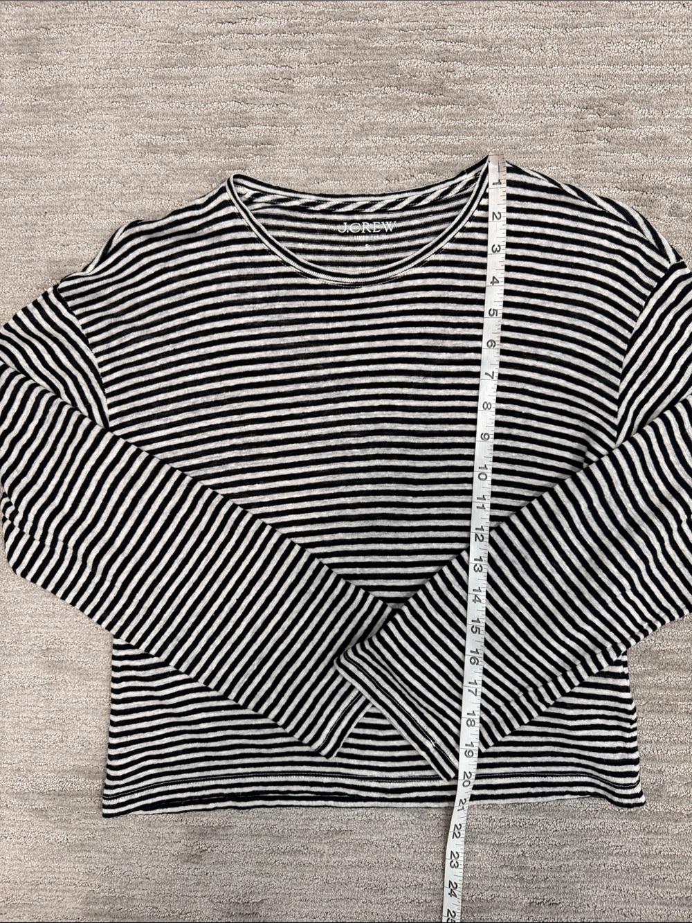 J. Crew Relaxed Linen Long Sleeve Stripe Tee Size Small - Picture 4 of 8